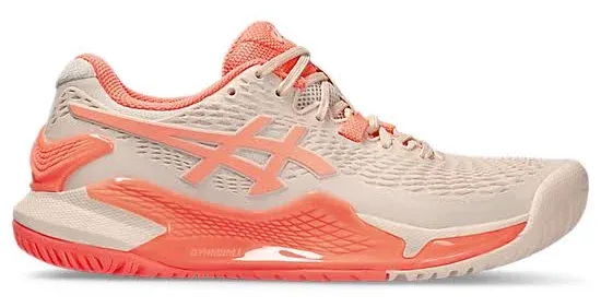 Asics Women's Resolution 9 Tennis/Pickleball Shoes (Pearl Pink/Sun Coral)