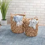 Honey-Can-Do Natural Round Decorative Wicker Baskets with Handles (Set of 2)