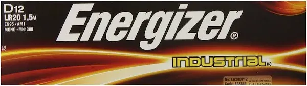 Energizer Batteries D Industrial Alkaline