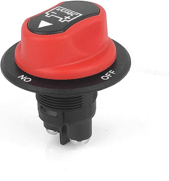 Jtron Car Battery Disconnect Switch MAX.50V DC 50A Cont 75A INT Boat Battery Switch Waterproof for Car Motorcycle Marine Boat Auto Camper RV ATV UTV Vehicles (NO-OFF/50A)