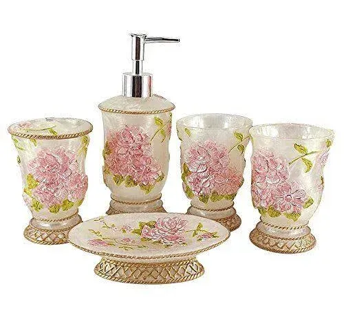 Vintage Bathroom Accessories, 5Piece Bathroom Accessories Set, Bathroom Set F...