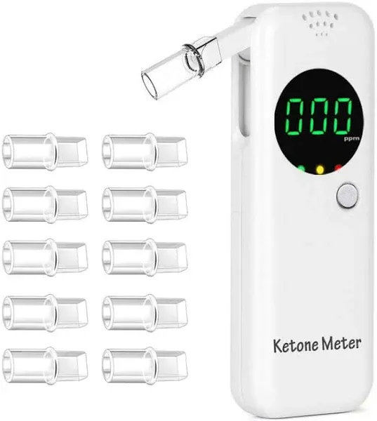 Anntoo Ketone Breath Analyzer Accurate Ketone Breath Meter Portable Digital Ketosis Breath Tester with 10 Reusable Mouthpieces for Testing Ketosis