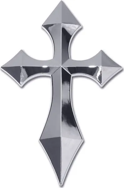 pointed cross chrome emblem auto emblem decal usa made