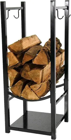 Sunnydaze Steel 32"" X 13"" Indoor/outdoor Firewood Log Rack Black