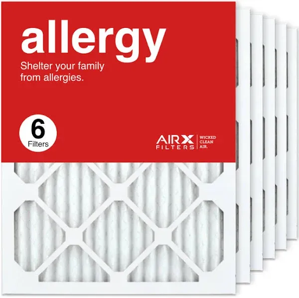 AIRx ALLERGY 16x20x1 MERV 11 Pleated Air Filter - Made in the USA - Box of 6