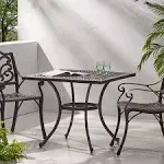 Clayton Outdoor Square Cast Aluminum Dining Table, Shiny Copper