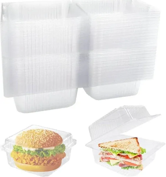 100 Pack Clear Plastic Clamshell Takeout Containers