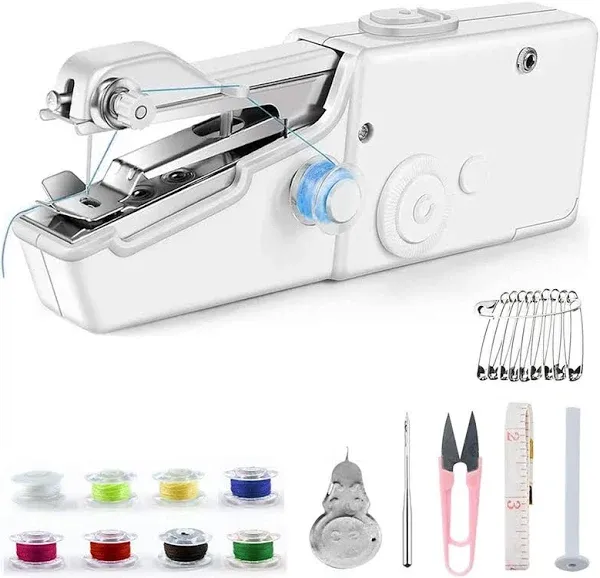 Handheld Sewing Machine Mini Portable Sewing Tool More Friendly to the Handicapped Easy-to-operate Portable DIY for Beginners for Home/Travel User (battery not included）