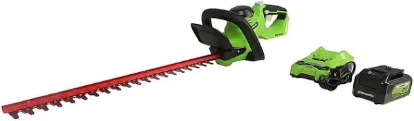 Greenworks 22 in. 24V Cordless Hedge Trimmer with 4.0 Ah USB Battery & Charger