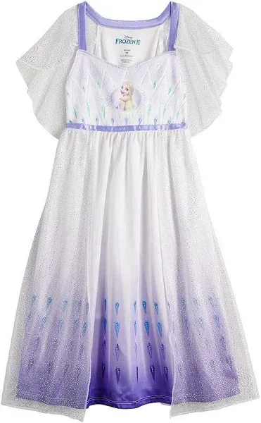 Frozen Elsa Toddler Girl&#039;s Satin and Tulle Shimmery Fantasy Nightgown