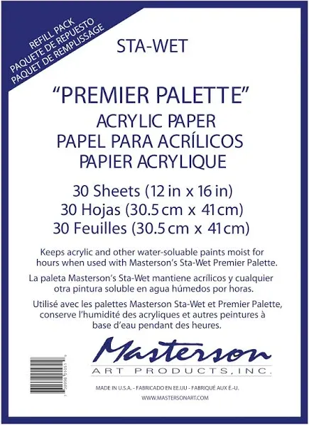 Masterson Sta-Wet Painter’S Pal Palette Acrylic Paper Refill 30 Sheets