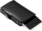 Conceal Plus Credit Card Wallet Pop Up - RFID Blocking, Slim Minimalist Credit Card Wallet for Men (genuine Black Leather)