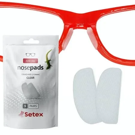 Setex Gecko Grip 18mm Thick Anti Slip Eyeglass Nose Pads (5 Clear Pair) USA Made