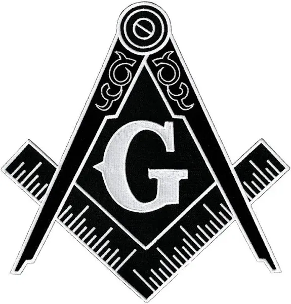 Cypress Masonic Logo Large Black Patch Embroidered Iron-On Freemason Emblem Square Compass