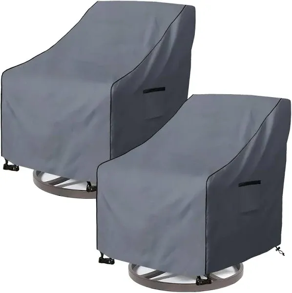 2 Pack Outdoor Swivel Chair Cover Waterproof Polyester Patio Chair Covers Grey