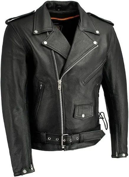 Milwaukee Leather Men's Classic Side Lace Police Style Motorcycle Jacket with Gun Pockets