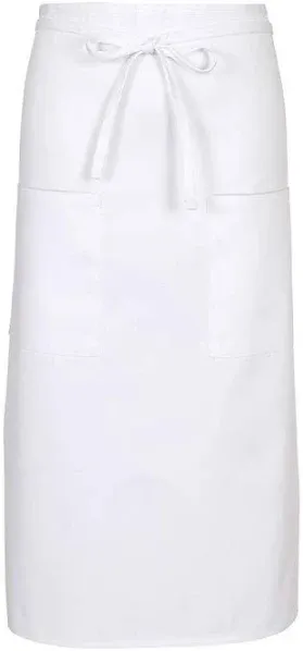 Fame F54 Full Length Bistro Two Pocket Apron - White