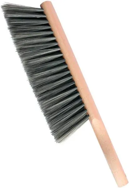 Hand Brush Soft Bristles Oiled Beech Wood Handle Small 14 Inch Long (Gray)