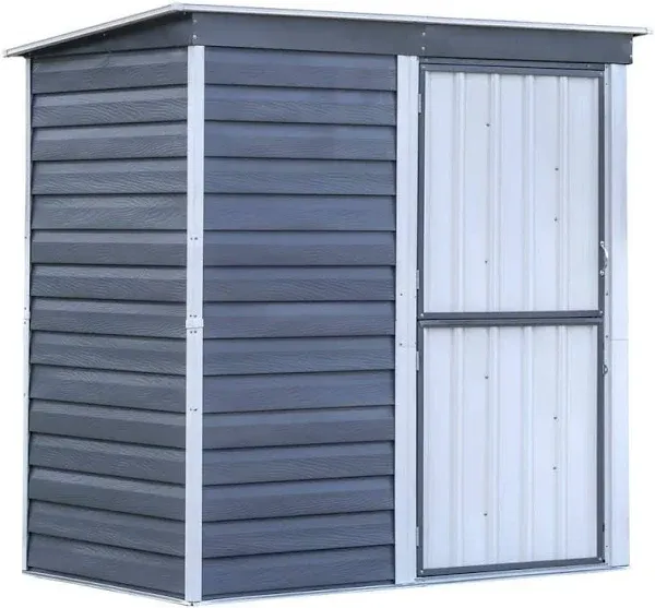 Arrow 6 ft. W x 4 ft. D Shed-in-a-Box Charcoal/Cream Galvanized Steel Storage Shed with Locking Dutch Door SBS64