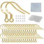 DIYear Gold Fishhook Earring Hooks - 120 Pcs/60 Pairs 18K Gold Hypoallergenic Ear Wires Fish Hooks for Jewelry Making, Jewelry Findings Parts with 120