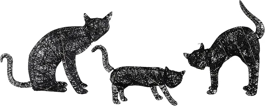 Northlight 27.5" LED Lighted Black Cat Family Outdoor Halloween Decorations (Set of 3)