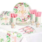 145-Piece Baby Girl's 1st Birthday Party Decorations, Serves 24