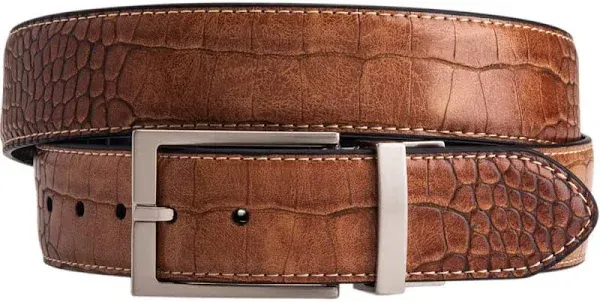 Greg Norman Men's Reversible Croco Print Leather Golf Belt Tan/Black 44