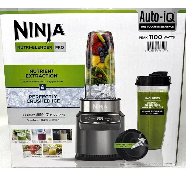 Ninja Nutri Blender Pro Set 2 Auto IQ One Touch - CL401A - 1100W Power