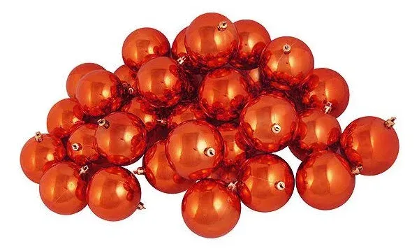 NORTHLIGHT 32ct Shatterproof Shiny Burnt Orange Christmas Ball Ornaments 3.25&#034;