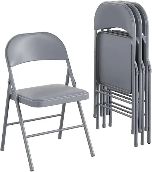 Cosco Premium Padded Vinyl Metal Folding Chair (4-Pack)