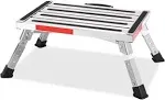 Height Adjustable Folding RV Steps with Anti-Slip Surface, Rubber Feet, and Reflective Strips