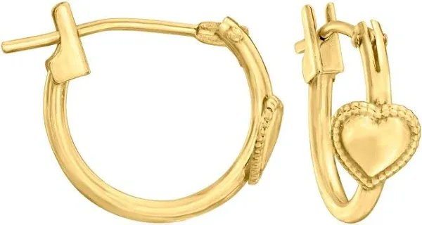 Children's 14K Yellow Gold Hoop and Heart Earring