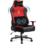 Fantasylab Big and Tall Gaming Chair 400lbs Gaming Chair with Massage Lumbar Pillow, Headrest, 3D Armrest, Metal Base, PU Leather