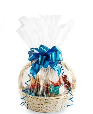 Morepack Large Cello/Cellophane Bags,30x 40 Inches Clear Basket Bags OPP Plastic Cellophane Wrap for Gift Baskets Packaging