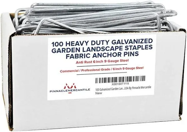 200 Pack Landscape Staples 6 Inch, Garden Staples 11 Gauge Galvanized U-Shaped