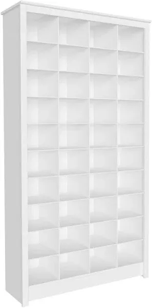 72.5 in. H x 39.5 in. W x 13 in. D White Medium Density Fiberboard 40 Cubby Shoe Storage Cabinet