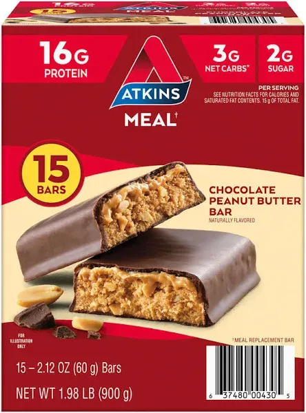 Atkins` Chocolate Peanut Butter Protein Bar Value pack (1.05 oz, 8 ct)