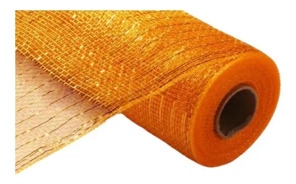 MEEDEE Yellow Mesh Yellow Deco Mesh 10 inch Wide Gold Mesh Ribbon for Wreath Metallic Mesh Ribbon Garland Staircase Mailbox Craft Supplies (30 Feet)