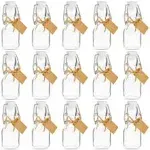 Mini Swing Top Glass Bottles with Tags and Twine for Party Favors (2 oz, 15 Pack)