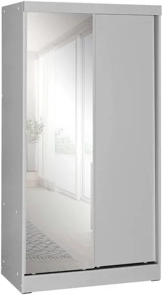 Better Home Products Mirror Wood Double Sliding Door Wardrobe