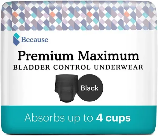 Because Premium Maximum Absorbency Adult Incontinence and Postpartum Bladder Leak Underwear for Women