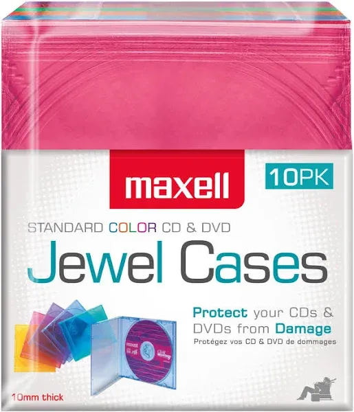 Maxell® Standard Jewel Cases, Assorted Colors, Pack Of 10