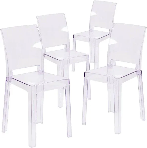 Flash Furniture Ghost Chair with Square Back