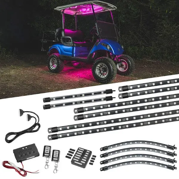 LEDGlow 12pc Million Color LED Golf Cart Underglow Accent Neon Lighting Kit