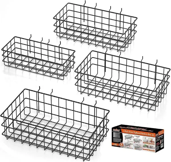 Organize Tools, Workbench, and Accessories with INCLY 4 Pack Pegboard Baskets Bins Set