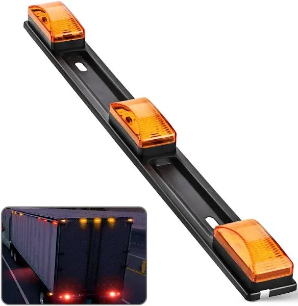 Nilight 14.2Inch 1PC 9 LED Amber Marker Tail Trailer Light Bar 2 Years Warranty