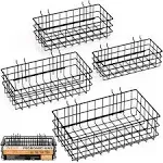  4 Pack Pegboard Baskets Bins Set, 4 Size Square Style Metal Wire Basket Black