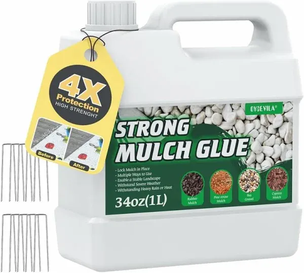 Concentrate Mulch Rock Glue, Strong Mulch Landscape Lock Adhesive Pea Gravel Stabilizer, Clear Quick Dry Mulch Gravel Binder Glue, Non-Toxic Mulch Rock Glue for Landscaping Pea Gravel & Bark