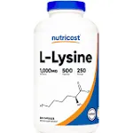 Nutricost L-Lysine 1000mg 250 Capsules - 500mg per Cap Gluten Free Non-GMO