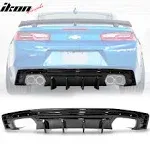 Ikon Motorsports Rear Diffuser Bumper Lip Compatible with 2016-2024 Chevrolet Camaro Glossy Black PP Ikon Style Valance Lower Body Protection Part